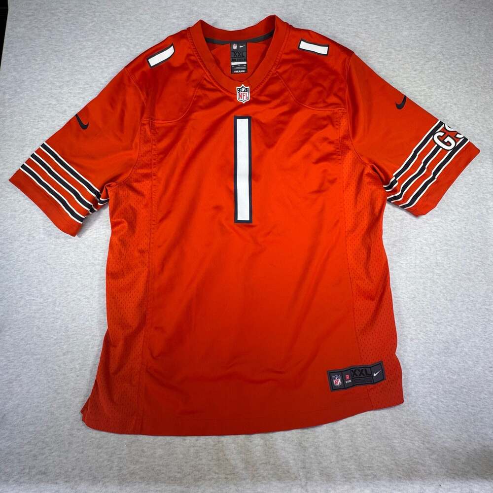 Nike Chicago Bears Justin Fields #1 NFL On-Field Game Jersey Orange XXL